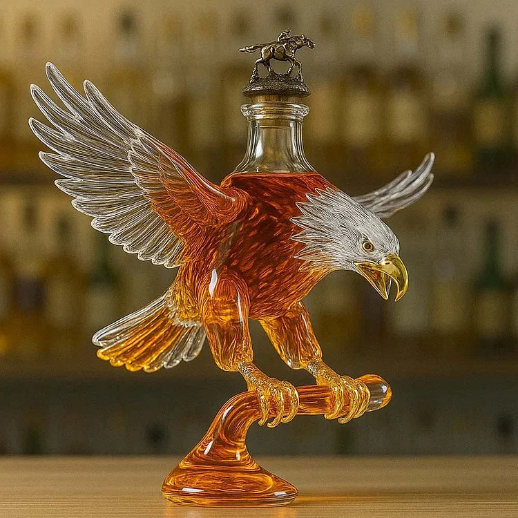 Glass Whiskey Bottle in the Shape of a Bald Eagle