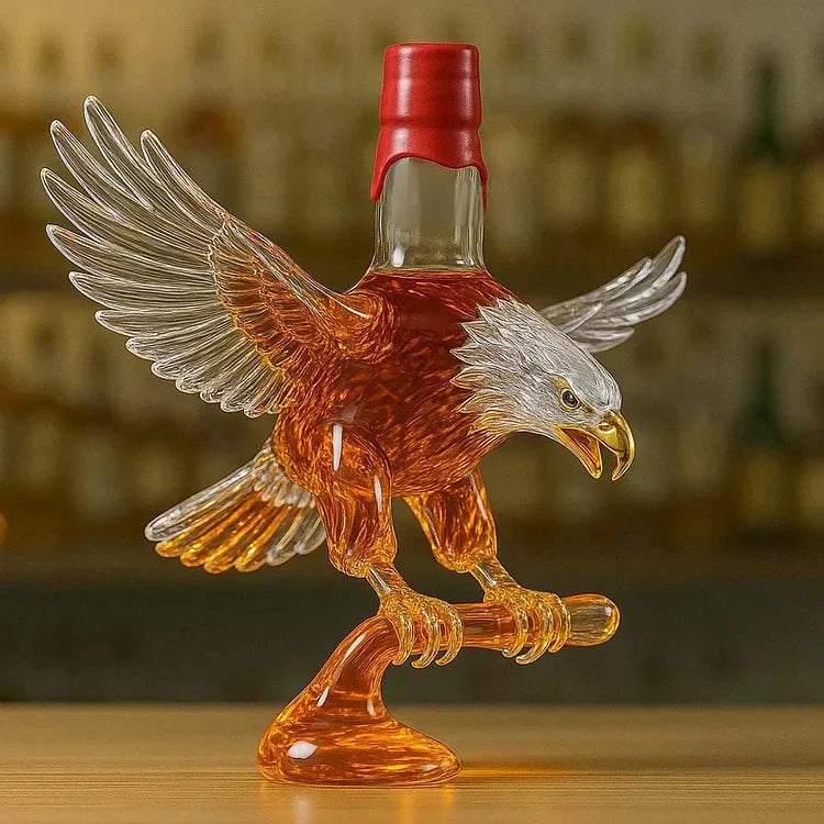 Glass Whiskey Bottle in the Shape of a Bald Eagle