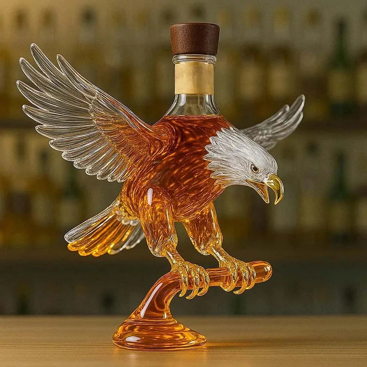 Glass Whiskey Bottle in the Shape of a Bald Eagle