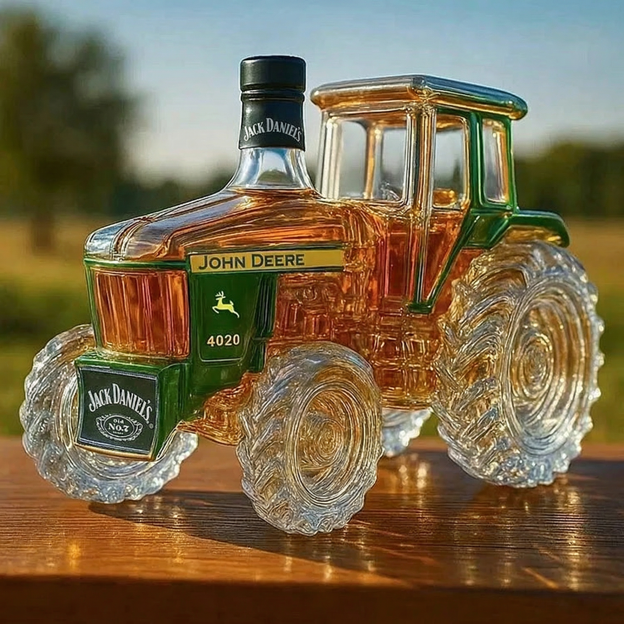 4020 Tractor Glass Whiskey Bottle